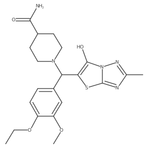 1-((4-Ethoxy-3-methoxyphenyl)(6-hydroxy-2-methylthiazolo[3,2-b][1,2,4]triazol-5-yl)methyl)piperidine-4-carboxamide结构式
