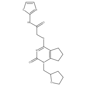 2-((2-oxo-1-((tetrahydrofuran-2-yl)methyl)-2,5,6,7-tetrahydro-1H-cyclopenta[d]pyrimidin-4-yl)thio)-N-(thiazol-2-yl)acetamide Structure