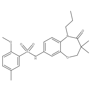 N-(3,3-dimethyl-4-oxo-5-propyl-2,3,4,5-tetrahydrobenzo[b][1,4]oxazepin-8-yl)-2-methoxy-5-methylbenzenesulfonamide结构式