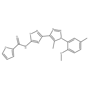 N-{3-[1-(2-methoxy-5-methylphenyl)-5-methyl-1H-1,2,3-triazol-4-yl]-1,2,4-thiadiazol-5-yl}furan-2-carboxamide结构式