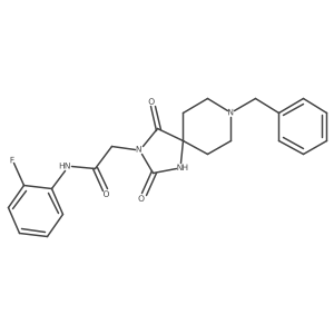 2-(8-benzyl-2,4-dioxo-1,3,8-triazaspiro[4.5]decan-3-yl)-N-(2-fluorophenyl)acetamide结构式