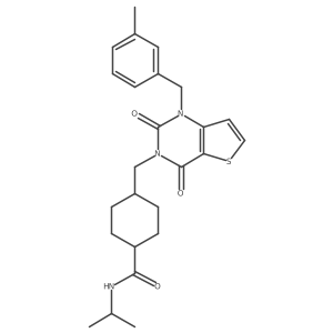 N-isopropyl-4-((1-(3-methylbenzyl)-2,4-dioxo-1,2-dihydrothieno[3,2-d]pyrimidin-3(4H)-yl)methyl)cyclohexanecarboxamide Structure