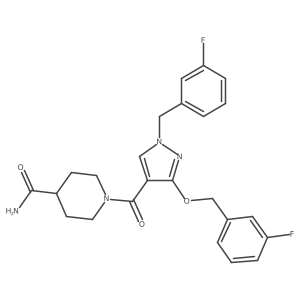 1-(1-(3-fluorobenzyl)-3-((3-fluorobenzyl)oxy)-1H-pyrazole-4-carbonyl)piperidine-4-carboxamide Structure