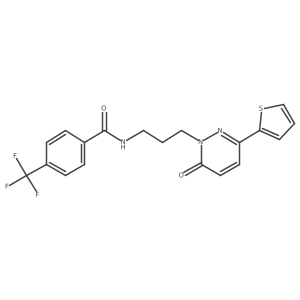 N-{3-[6-oxo-3-(thiophen-2-yl)-1,6-dihydropyridazin-1-yl]propyl}-4-(trifluoromethyl)benzamide结构式