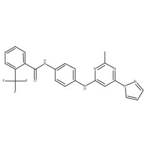 N-(4-((2-methyl-6-(1H-pyrazol-1-yl)pyrimidin-4-yl)amino)phenyl)-2-(trifluoromethyl)benzamide结构式