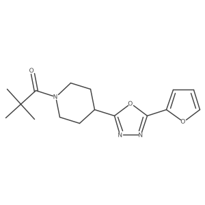 1-(4-(5-(Furan-2-yl)-1,3,4-oxadiazol-2-yl)piperidin-1-yl)-2,2-dimethylpropan-1-one结构式
