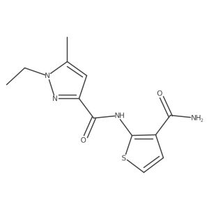 N-(3-carbamoylthiophen-2-yl)-1-ethyl-5-methyl-1H-pyrazole-3-carboxamide Structure