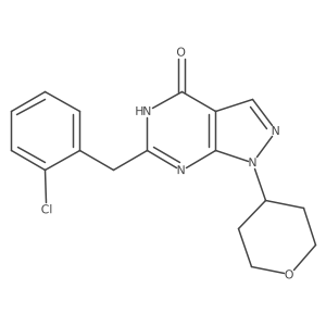 6-(2-Chlorobenzyl)-1-(tetrahydro-2H-pyran-4-yl)-1,5-dihydro-4H-pyrazolo[3,4-d]pyrimidin-4-one结构式