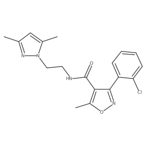 3-(2-chlorophenyl)-N-(2-(3,5-dimethyl-1H-pyrazol-1-yl)ethyl)-5-methylisoxazole-4-carboxamide结构式