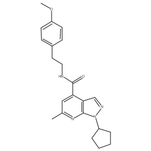 1-cyclopentyl-N-[2-(4-methoxyphenyl)ethyl]-6-methyl-1H-pyrazolo[3,4-b]pyridine-4-carboxamide结构式
