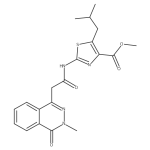 Methyl 2-{[(3-methyl-4-oxo-3,4-dihydrophthalazin-1-yl)acetyl]amino}-5-(2-methylpropyl)-1,3-thiazole-4-carboxylate结构式