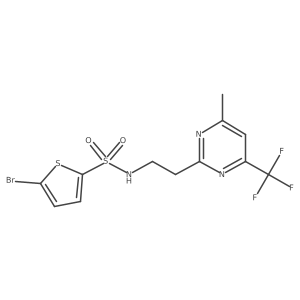 5-bromo-N-(2-(4-methyl-6-(trifluoromethyl)pyrimidin-2-yl)ethyl)thiophene-2-sulfonamide结构式