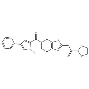 N-(5-(1-methyl-3-phenyl-1H-pyrazole-5-carbonyl)-4,5,6,7-tetrahydrothiazolo[5,4-c]pyridin-2-yl)tetrahydrofuran-2-carboxamide Structure