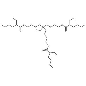 Hexanoic acid, 2-ethyl-, 1,1'-[2-ethyl-2-[[2-[(2-ethyl-1-oxohexyl)oxy]ethoxy]methyl]-1,3-propanediyl] ester Structure