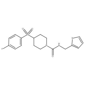 4-((4-fluorophenyl)sulfonyl)-N-(thiophen-2-ylmethyl)piperidine-1-carboxamide结构式