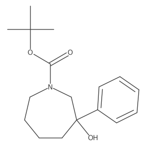 1H-Azepine-1-carboxylic acid, hexahydro-3-hydroxy-3-phenyl-, 1,1-dimethylethyl ester Structure