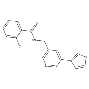 2-chloro-N-((5-(thiophen-3-yl)pyridin-3-yl)methyl)benzamide结构式