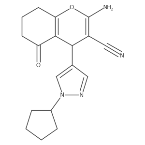 2-Amino-4-(1-cyclopentyl-1H-pyrazol-4-YL)-5-oxo-5,6,7,8-tetrahydro-4H-chromen-3-YL cyanide Structure