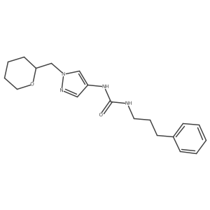 1-(3-phenylpropyl)-3-(1-((tetrahydro-2H-pyran-2-yl)methyl)-1H-pyrazol-4-yl)urea结构式