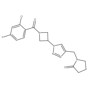 1-((1-(1-(2-chloro-4-fluorobenzoyl)azetidin-3-yl)-1H-1,2,3-triazol-4-yl)methyl)pyrrolidin-2-one Structure