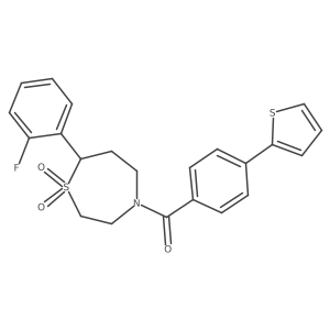 (7-(2-Fluorophenyl)-1,1-dioxido-1,4-thiazepan-4-yl)(4-(thiophen-2-yl)phenyl)methanone Structure