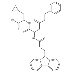 (2S)-2-[(2S)-3-(benzyl carboxy)-2-({[(9H-fluoren-9-yl)methoxy]carbonyl}amino)propanamido]-3-cyclopropylpropanoic acid结构式