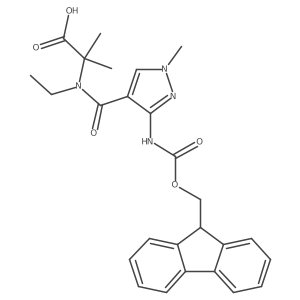 2-{N-ethyl-1-[3-({[(9H-fluoren-9-yl)methoxy]carbonyl}amino)-1-methyl-1H-pyrazol-4-yl]formamido}-2-methylpropanoic acid结构式