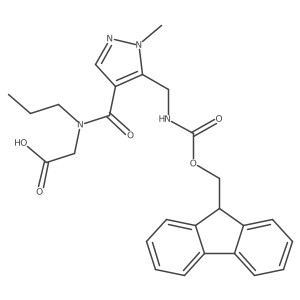 2-(1-{5-[({[(9H-fluoren-9-yl)methoxy]carbonyl}amino)methyl]-1-methyl-1H-pyrazol-4-yl}-N-propylformamido)acetic acid结构式