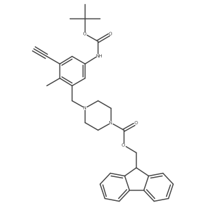 (9H-fluoren-9-yl)methyl 4-[(5-{[(tert-butoxy)carbonyl]amino}-3-ethynyl-2-methylphenyl)methyl]piperazine-1-carboxylate结构式
