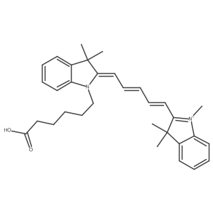 2-(5-(1-(5-Carboxypentyl)-3,3-dimethylindolin-2-ylidene)penta-1,3-dien-1-yl)-1,3,3-trimethyl-3H-indol-1-ium Structure