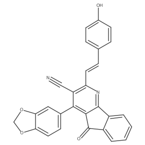 4-(1,3-benzodioxol-5-yl)-2-(4-hydroxystyryl)-5-oxo-5H-indeno[1,2-b]pyridine-3-carbonitrile Structure