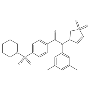 N-(3,5-dimethylphenyl)-N-(1,1-dioxo-2,3-dihydrothiophen-3-yl)-4-(1-piperidylsulfonyl)benzamide结构式