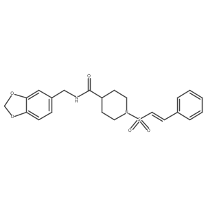N-(1,3-benzodioxol-5-ylmethyl)-1-[(E)-2-phenylethenyl]sulfonylpiperidine-4-carboxamide结构式