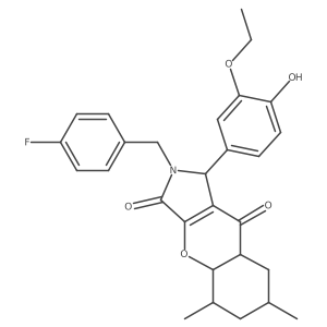 1-(3-ethoxy-4-hydroxyphenyl)-2-[(4-fluorophenyl)methyl]-5,7-dimethyl-4a,5,6,7,8,8a-hexahydro-1H-chromeno[2,3-c]pyrrole-3,9-dione Structure