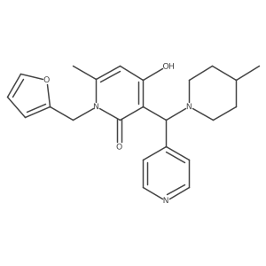 1-(furan-2-ylmethyl)-4-hydroxy-6-methyl-3-((4-methylpiperidin-1-yl)(pyridin-4-yl)methyl)pyridin-2(1H)-one Structure