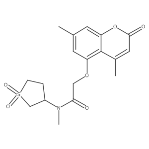 2-[(4,7-dimethyl-2-oxo-2H-chromen-5-yl)oxy]-N-(1,1-dioxidotetrahydro-3-thienyl)-N-methylacetamide结构式