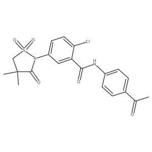 N-(4-acetylphenyl)-2-chloro-5-(4,4-dimethyl-1,1,3-trioxo-1lambda6,2-thiazolidin-2-yl)benzamide结构式