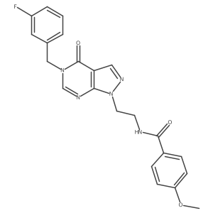N-(2-(5-(3-fluorobenzyl)-4-oxo-4,5-dihydro-1H-pyrazolo[3,4-d]pyrimidin-1-yl)ethyl)-4-methoxybenzamide结构式