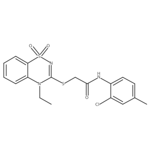 N-(2-chloro-4-methylphenyl)-2-((4-ethyl-1,1-dioxido-4H-benzo[e][1,2,4]thiadiazin-3-yl)thio)acetamide结构式