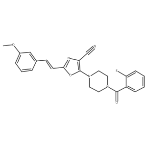 (E)-5-(4-(2-fluorobenzoyl)piperazin-1-yl)-2-(3-methoxystyryl)oxazole-4-carbonitrile结构式
