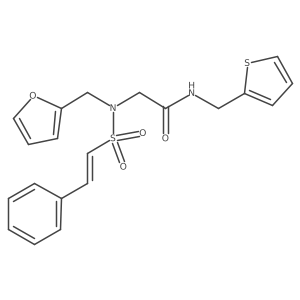 2-{N-[(furan-2-yl)methyl]-2-phenylethenesulfonamido}-N-[(thiophen-2-yl)methyl]acetamide结构式