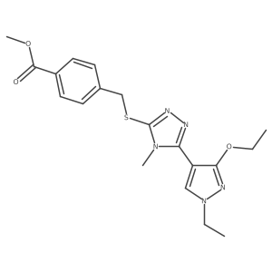 methyl 4-(((5-(3-ethoxy-1-ethyl-1H-pyrazol-4-yl)-4-methyl-4H-1,2,4-triazol-3-yl)thio)methyl)benzoate结构式