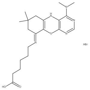 Hexanoic acid, 6-((4-(dimethylamino)-7,8-dihydro-7,7-dimethyl-6H-pyrimido(4,5-b)(1,4)benzothiazin-9-yl)amino)-, monohydrobromide Structure