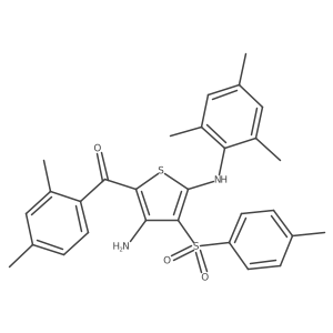 (3-Amino-5-(mesitylamino)-4-tosylthiophen-2-yl)(2,4-dimethylphenyl)methanone结构式
