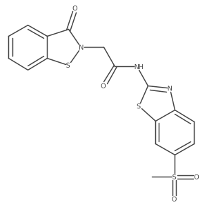 N-[(2Z)-6-(methylsulfonyl)-1,3-benzothiazol-2(3H)-ylidene]-2-(3-oxo-1,2-benzothiazol-2(3H)-yl)acetamide结构式