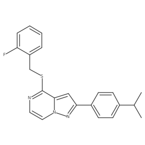 4-[(2-Fluorobenzyl)thio]-2-(4-isopropylphenyl)pyrazolo[1,5-a]pyrazine结构式