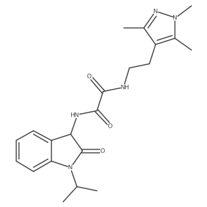 N-[2-oxo-1-(propan-2-yl)-2,3-dihydro-1H-indol-3-yl]-N'-[2-(1,3,5-trimethyl-1H-pyrazol-4-yl)ethyl]ethanediamide结构式