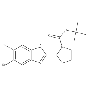 1,1-Dimethylethyl (2s)-2-(6-bromo-5-chloro-1H-benzimidazol-2-yl)-1-pyrrolidinecarboxylate Structure