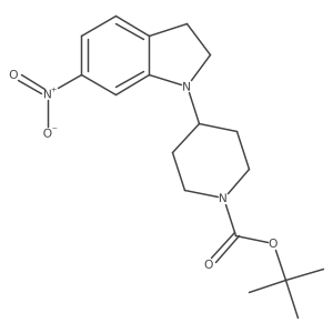 1-Piperidinecarboxylic acid, 4-(2,3-dihydro-6-nitro-1H-indol-1-yl)-, 1,1-dimethylethyl ester结构式