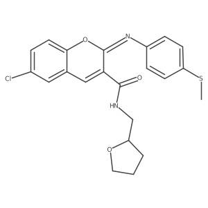 (2Z)-6-chloro-2-{[4-(methylsulfanyl)phenyl]imino}-N-(tetrahydrofuran-2-ylmethyl)-2H-chromene-3-carboxamide结构式